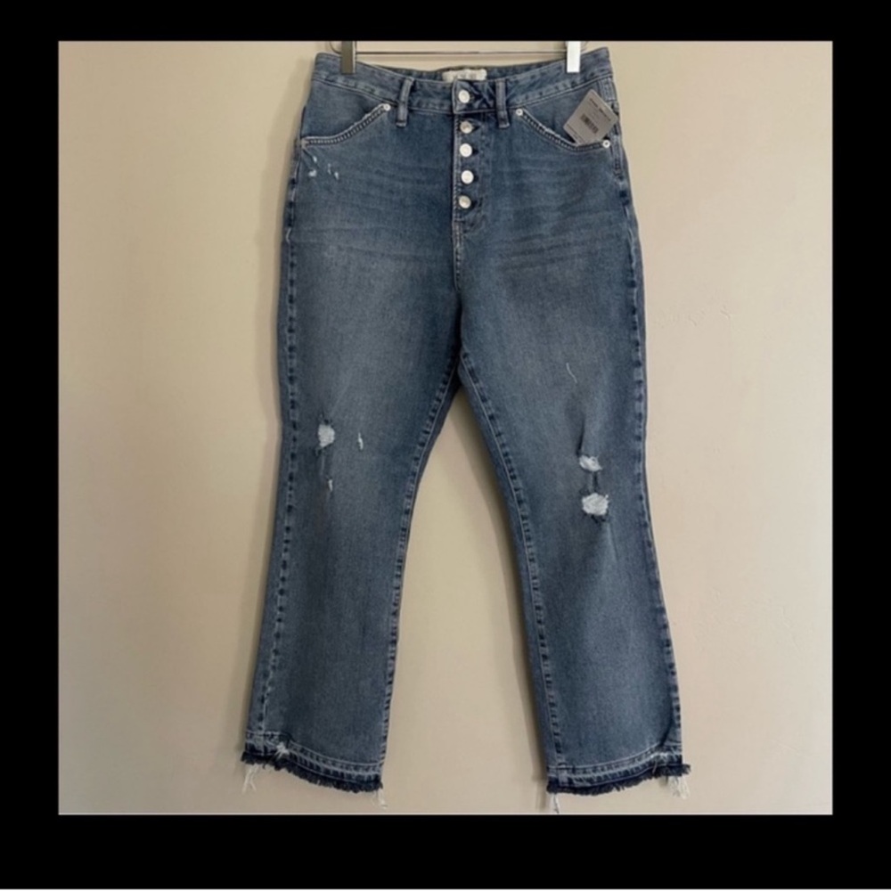Free People Classic 5 pocket High Rise Button Fly Cropped Boot Cut jeans s 31